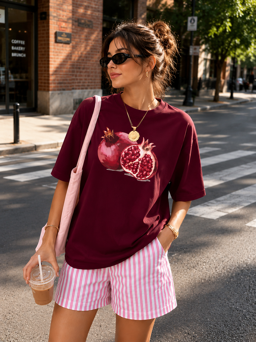 Floral Print Oversized Crew Neck Vacation Casual Short Sleeve T-Shirt - Image 1