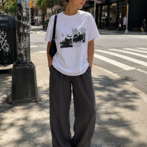 Oversized Cotton Graphic Slogan T-Shirt, Casual Loose Fit Printed Text Tee for Men Women