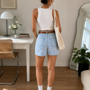 Women's High Waist Stretch Denim Casual Summer Shorts - Image 2