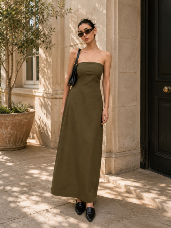 Women’s Elegant Strapless A-Line Floor-Length Maxi Dress