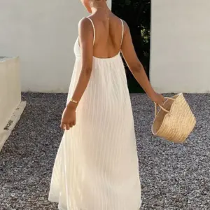 Women’s Boho Maxi Dress with Delicate Adjustable Crochet Spaghetti Straps - Image 2