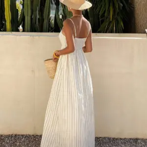 Women's Elegant Backless Pleated Flowy Midi Dress - Image 2
