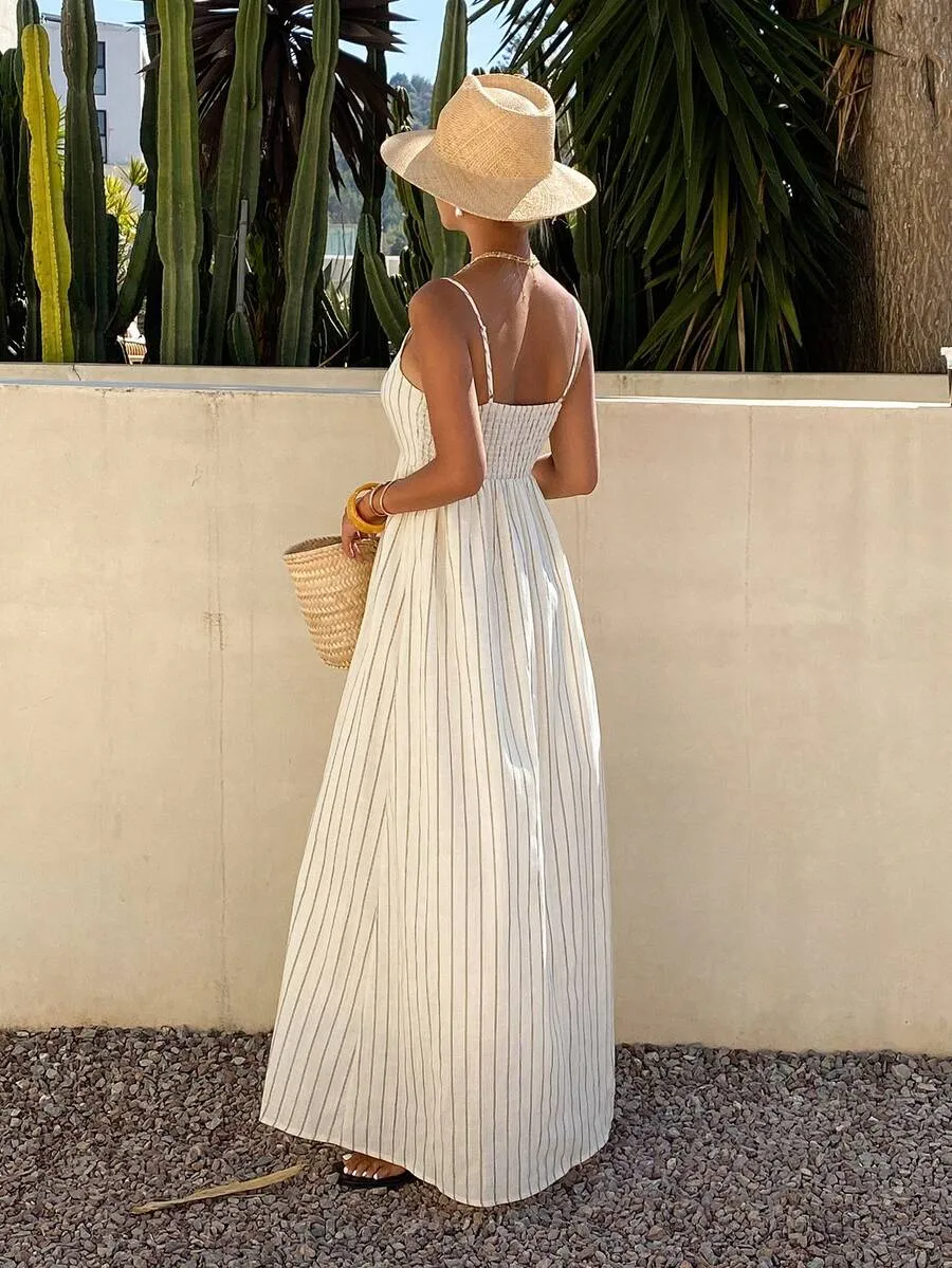 Women's Elegant Backless Pleated Flowy Midi Dress - Image 2